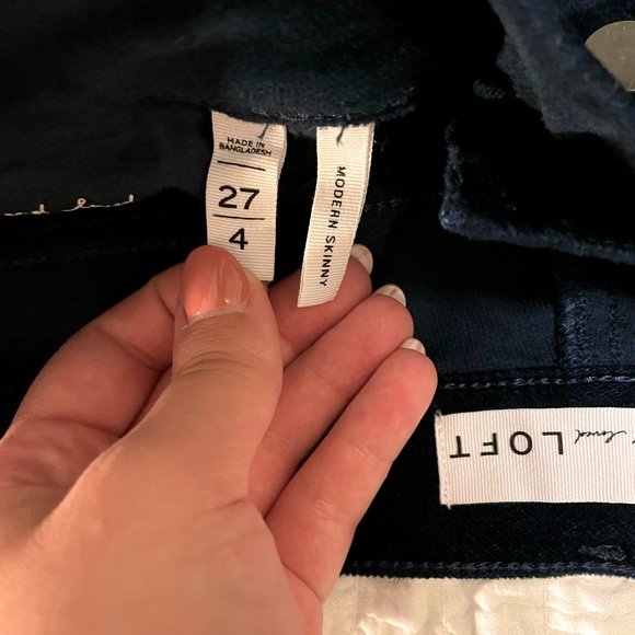 LOFT Modern Skinny Velvet Jeans - Navy Blue - Picture 4 of 5